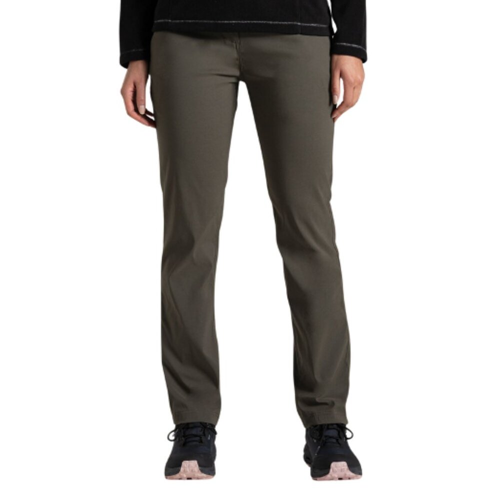 Craghoppers Women's US 12 Kiwi Pro Stretch Pants Outdoor Hiking Green Gray